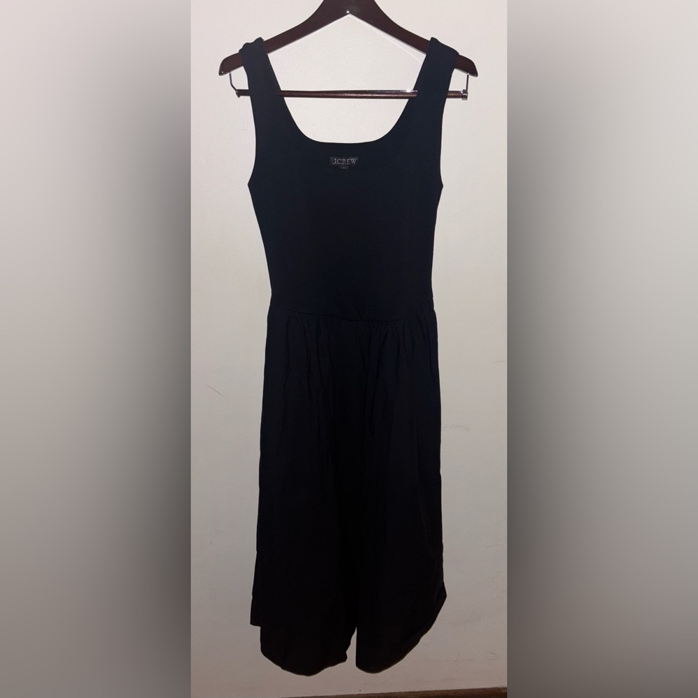 NWT J.Crew Drop-waist mixy dress Black Small Midi Preppy Casual Cotton Neutral - Picture 4 of 12